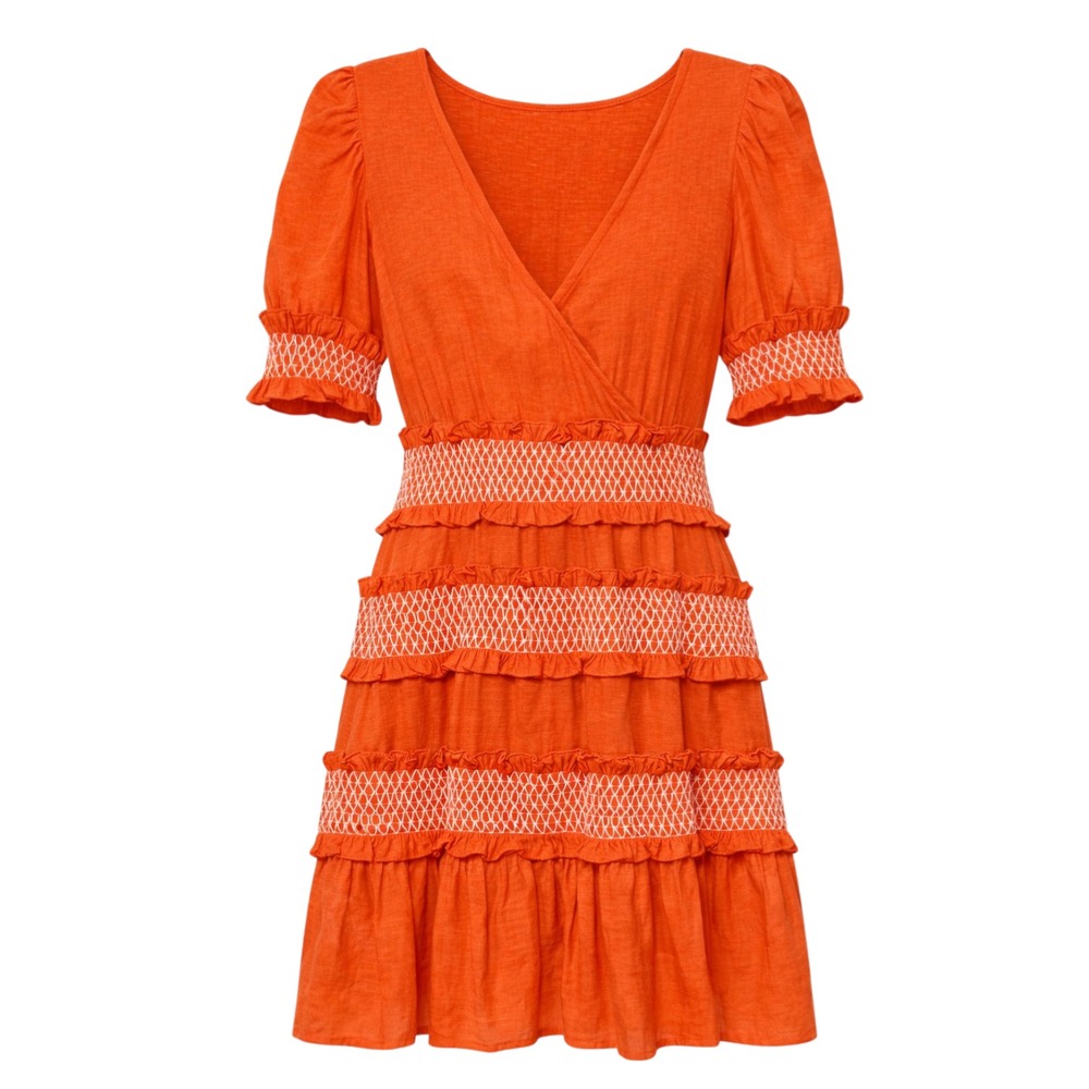 Idem Ditto Tomato Girl Tiered Dress Women Medium Coquette Euro Summer Femme Chic